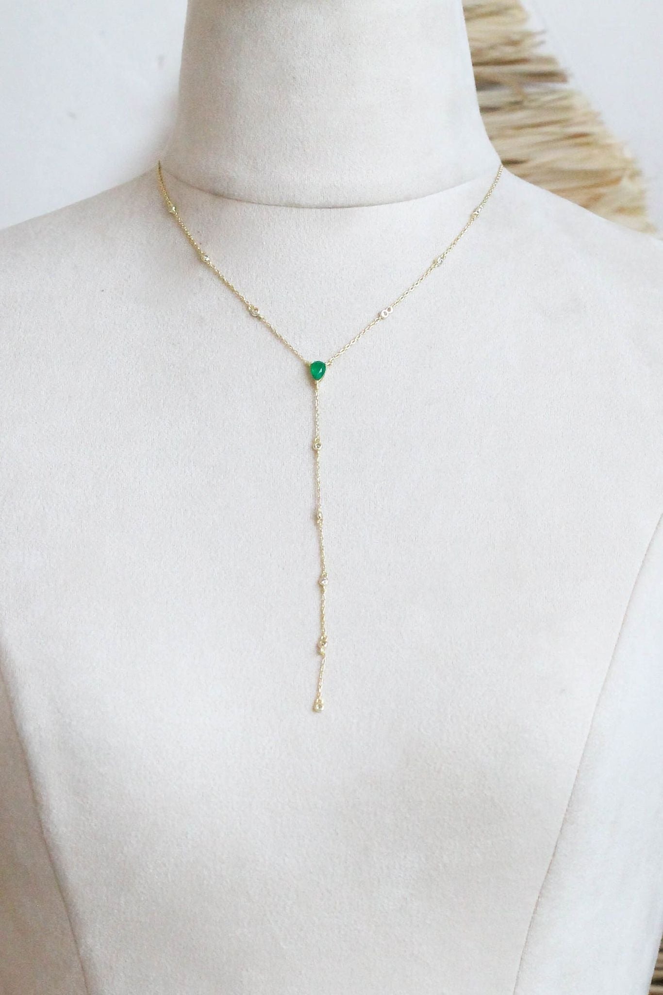Crystal Teardrop Lariat Necklace