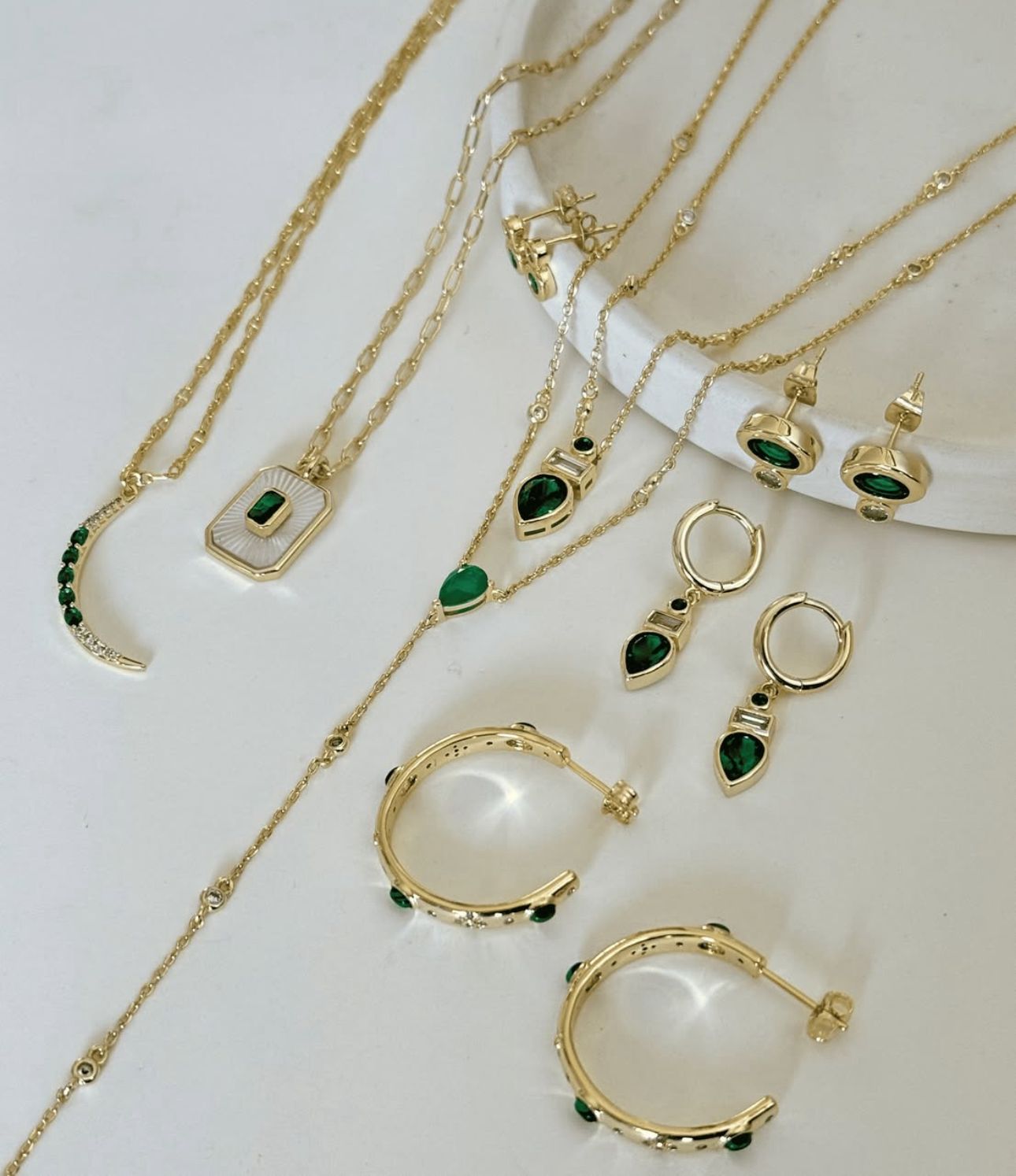 Emerald Glow Statement Hoops