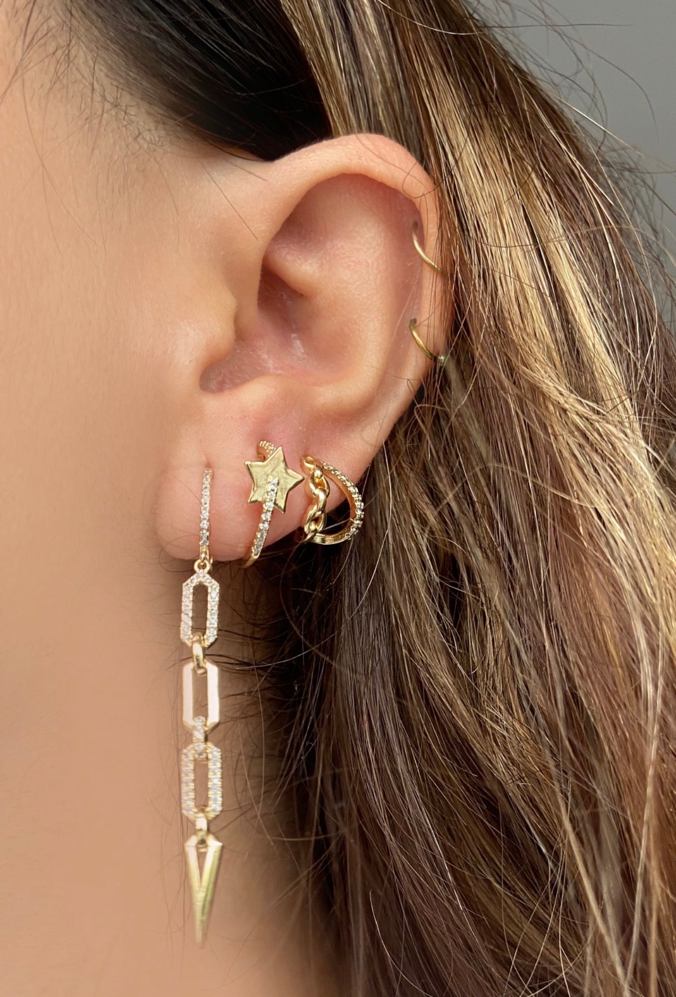 Zirconia Link Drop Earrings