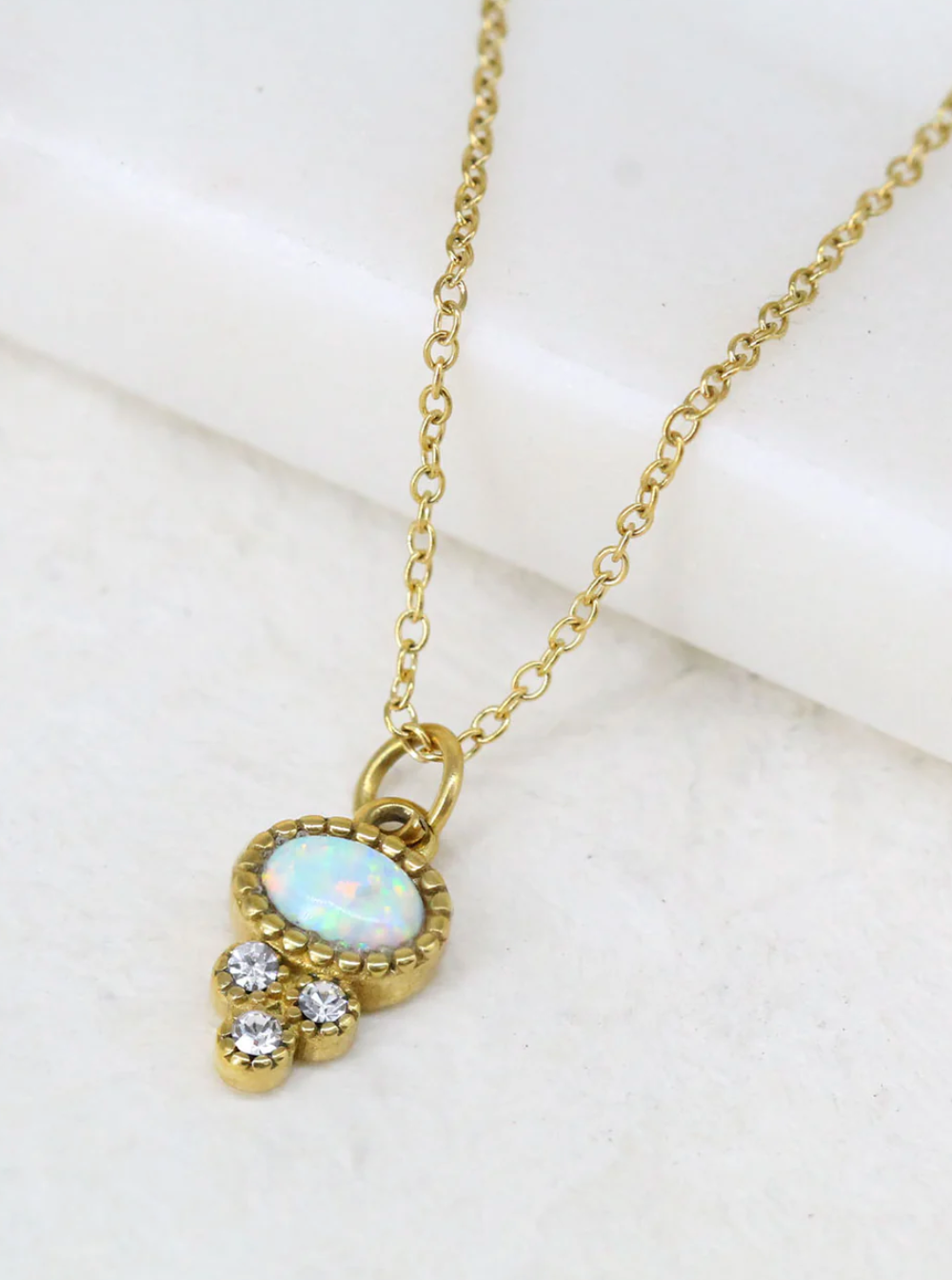 Opal Tiara Stainless Steel Necklace