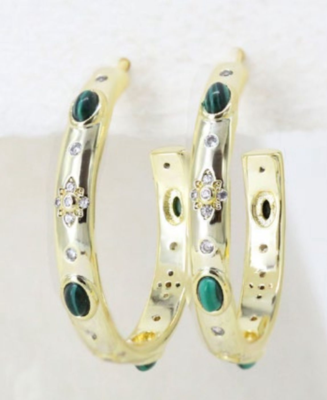 Emerald Glow Statement Hoops