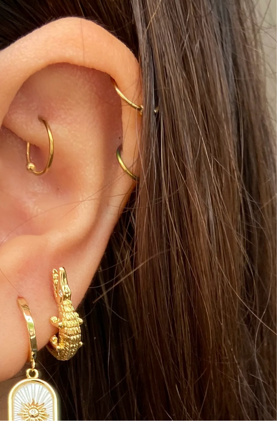 earring stack with multiple piercings gold piercing stack mini earring stack