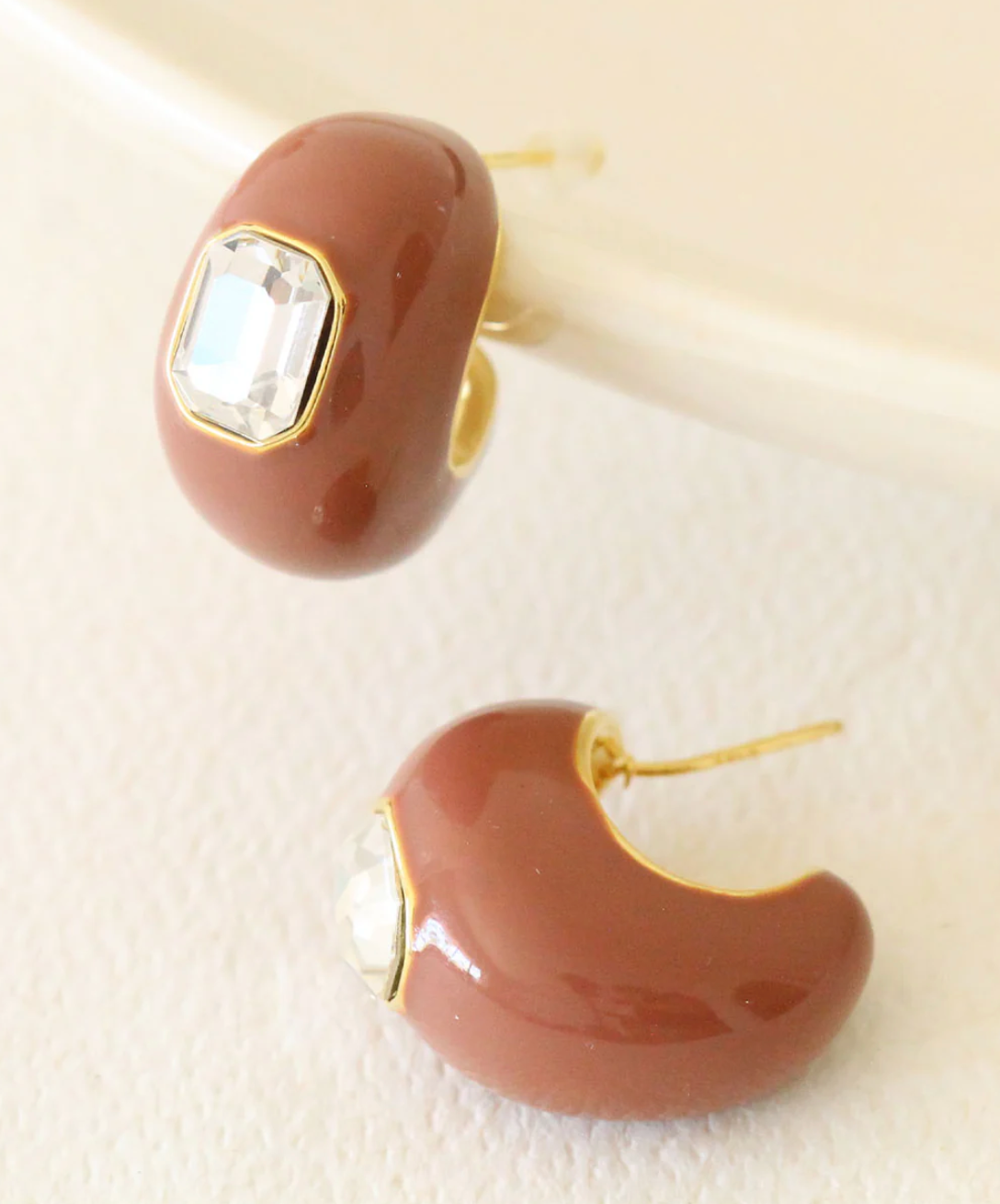 Mocha Gloss Gem Studs