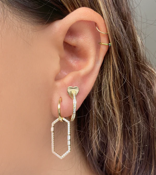 Hexagon Crystal Huggie Earrings