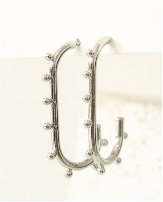 Silver Bead Accent Hoops Inbox