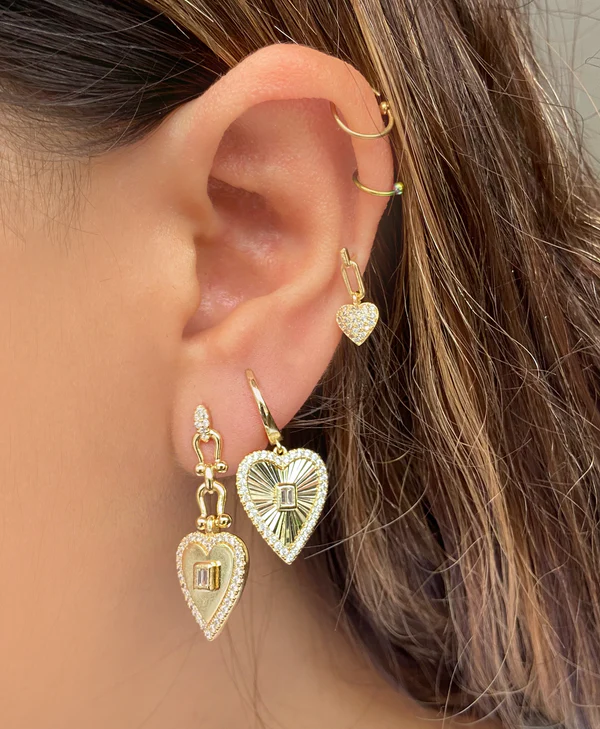 Gold Heart Drop Earrings