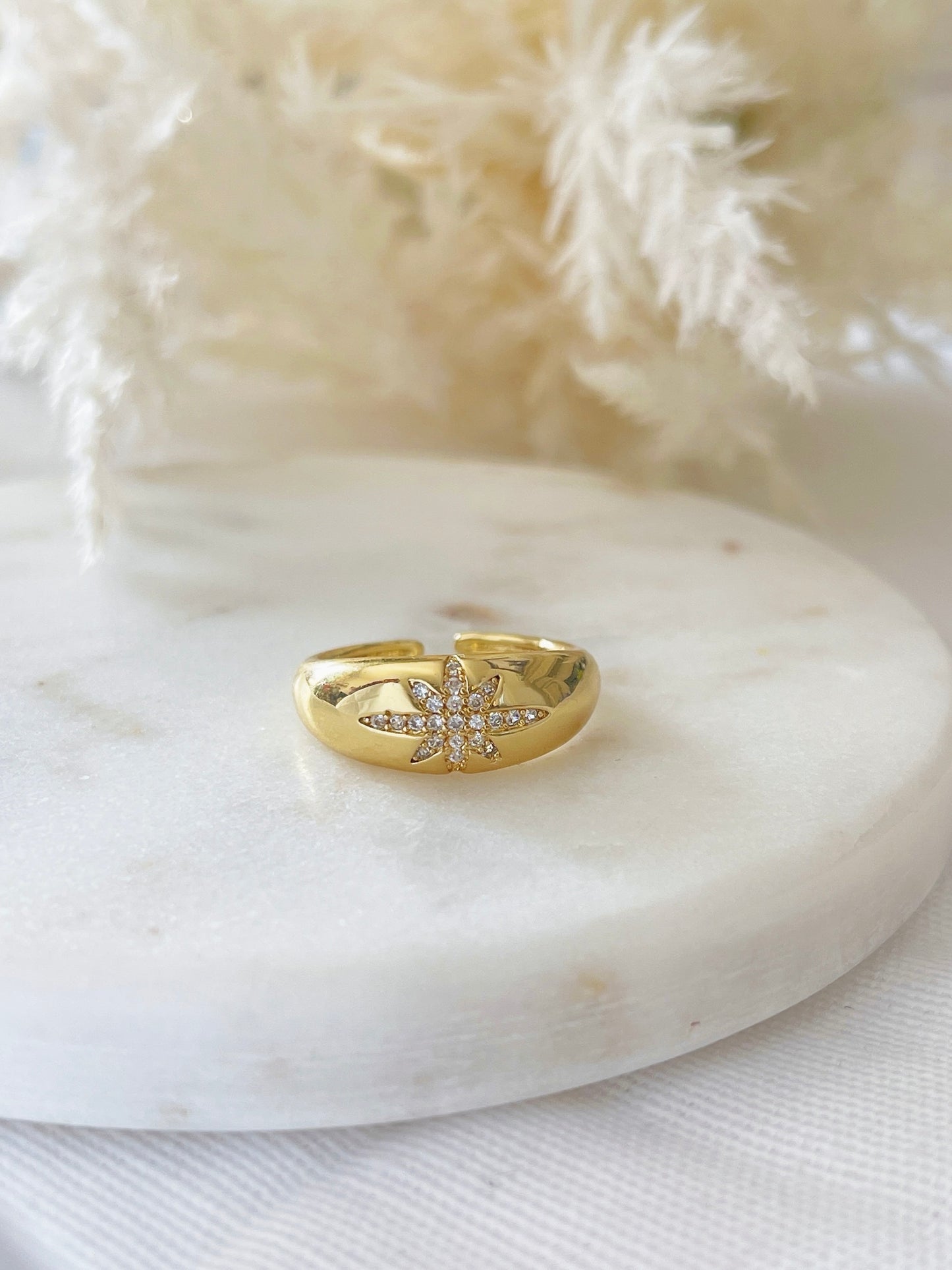Golden Starburst Dome Ring