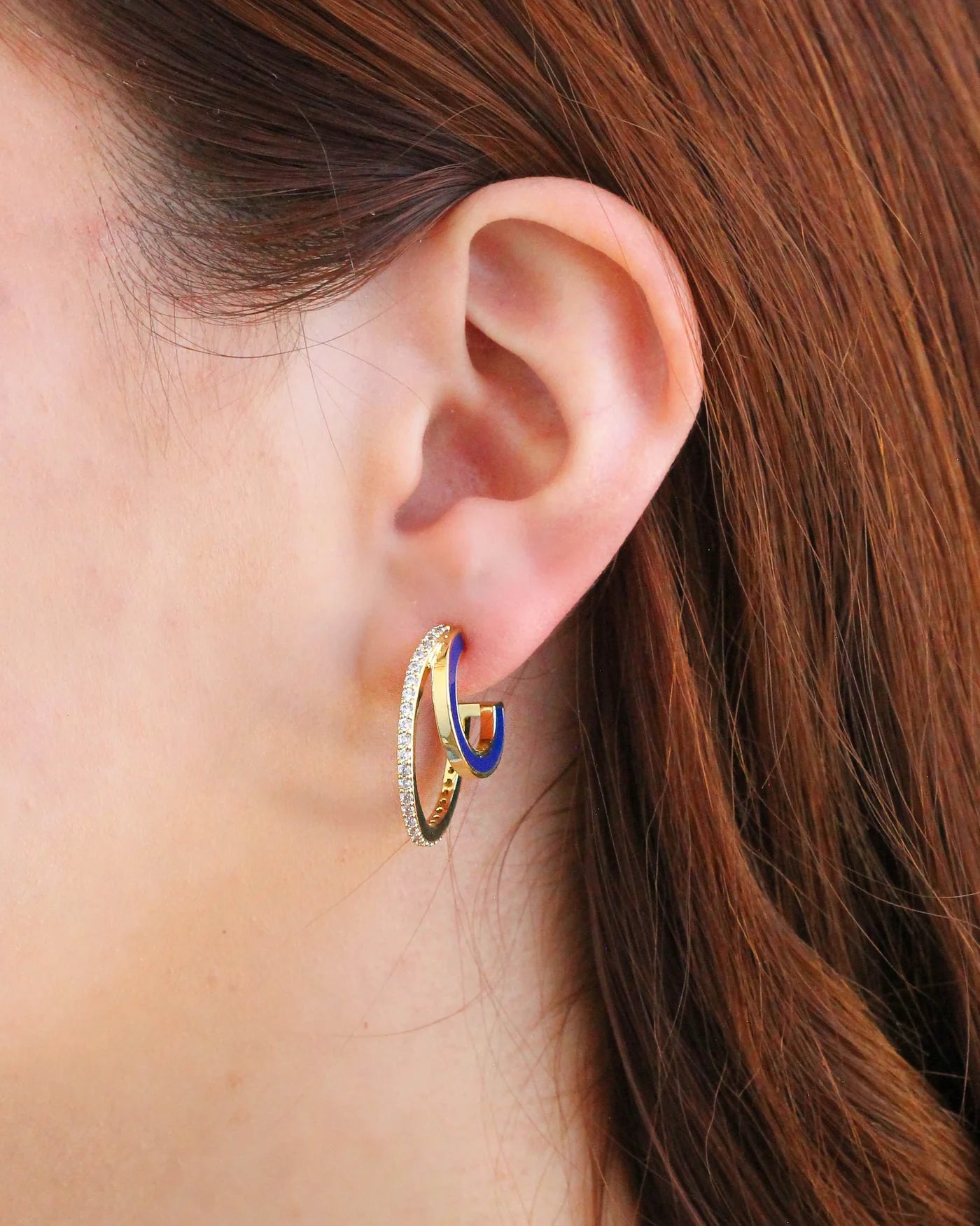 Double Blue Bling Earrings