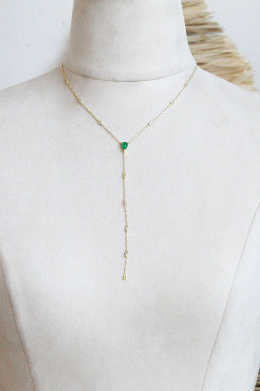 Crystal Teardrop Lariat Necklace