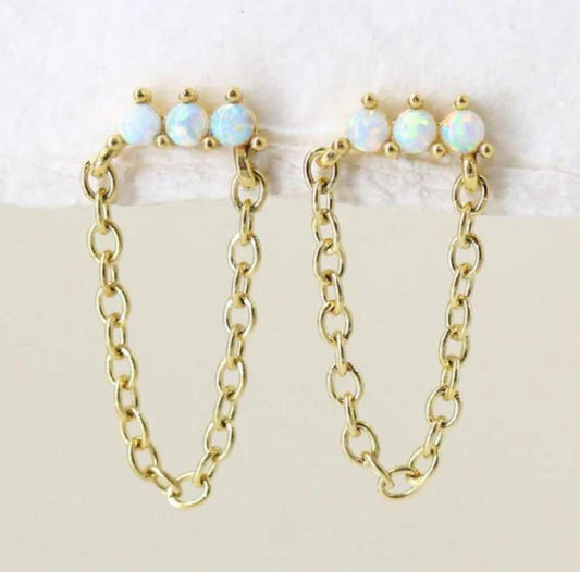 Opal n Chain Earrings