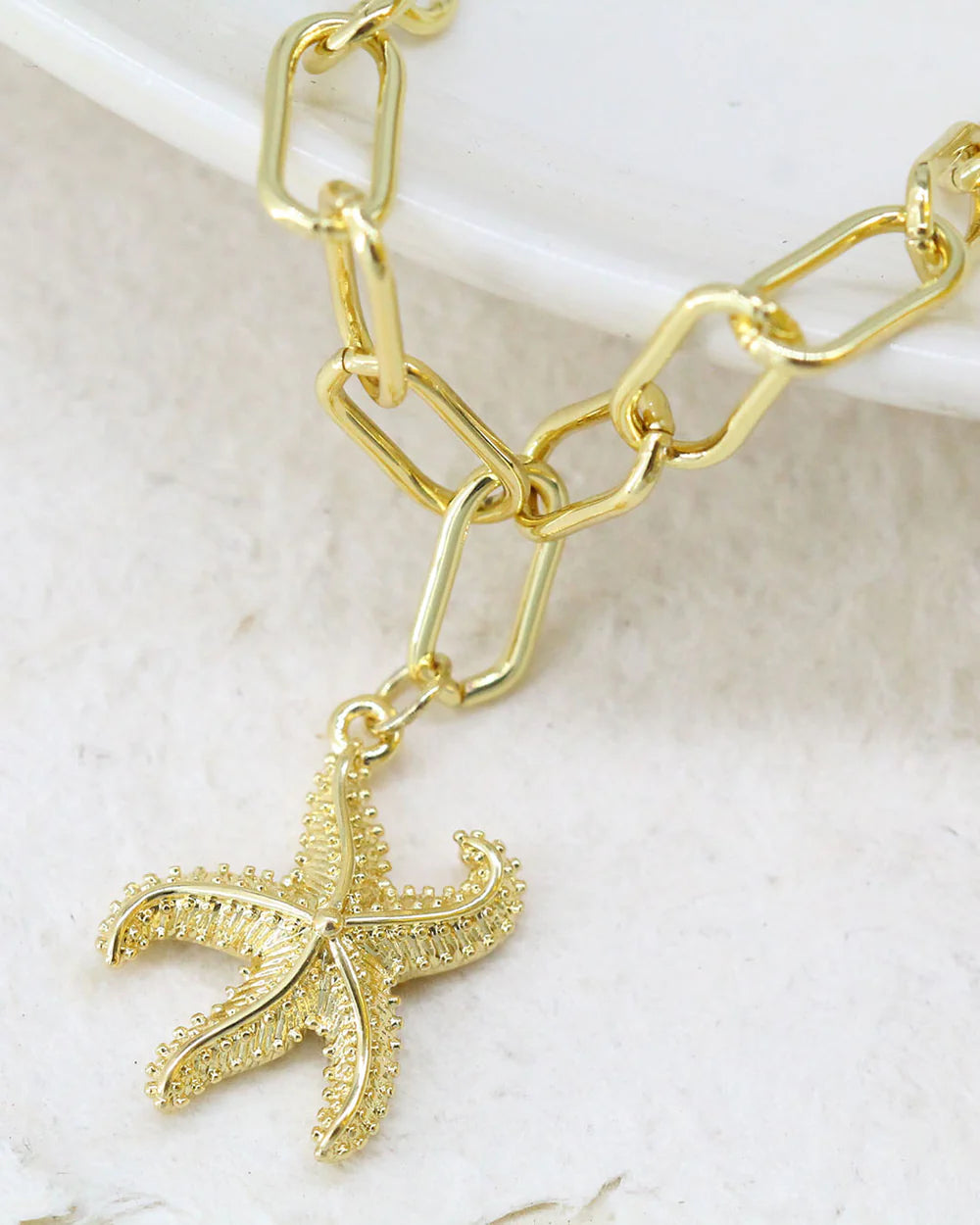 Golden Starfish Paperclip Chain