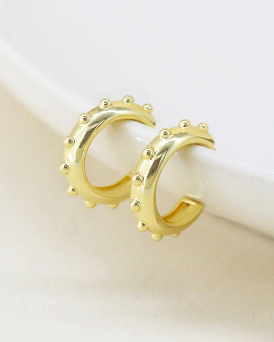 Gold Dotted Mini Hoops