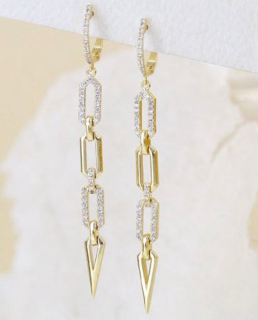Zirconia Link Drop Earrings