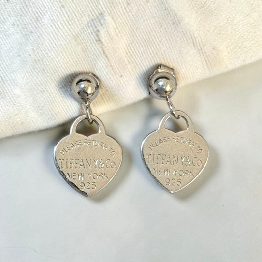 Silver Heart Charm Studs