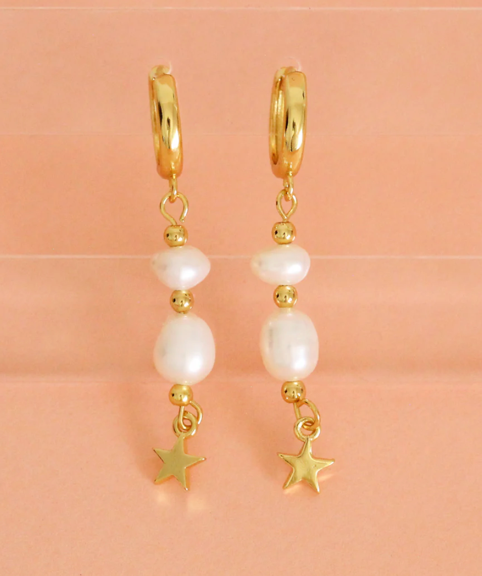 Freshwater Pearl Gold Plated Drop Earrings