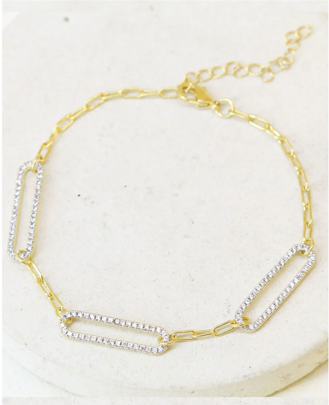 Zirconia Paperclip Bracelet