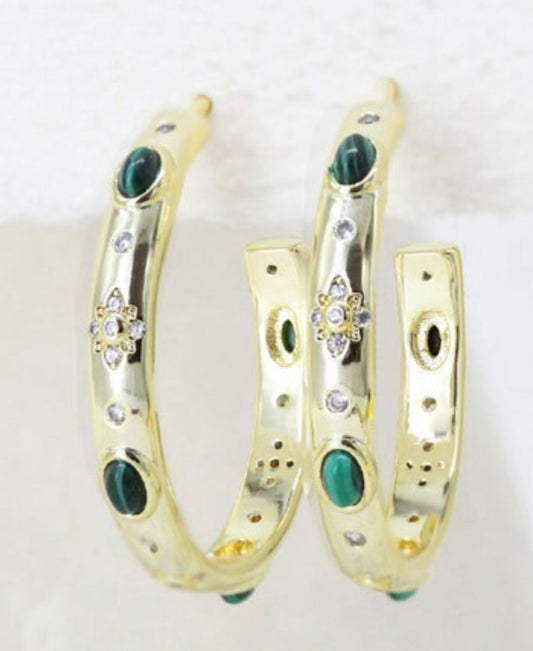 Emerald Glow Statement Hoops