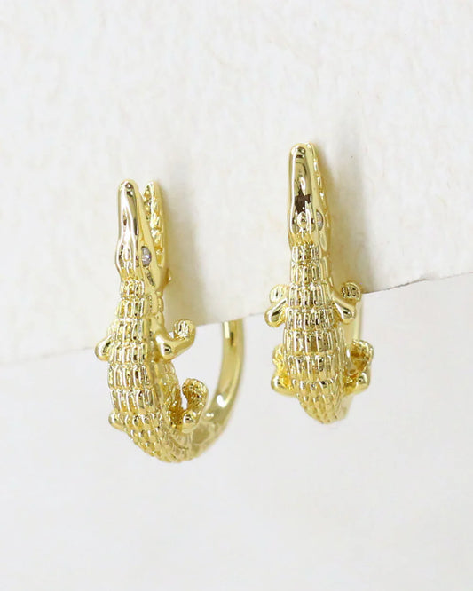 gold textured crocidile alligator hoop earrings mini huggie hoop earrings