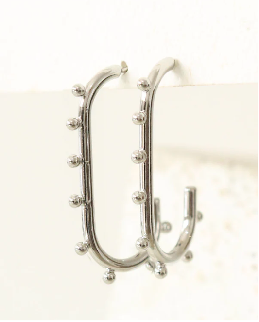 Silver Bead Accent Hoops Inbox