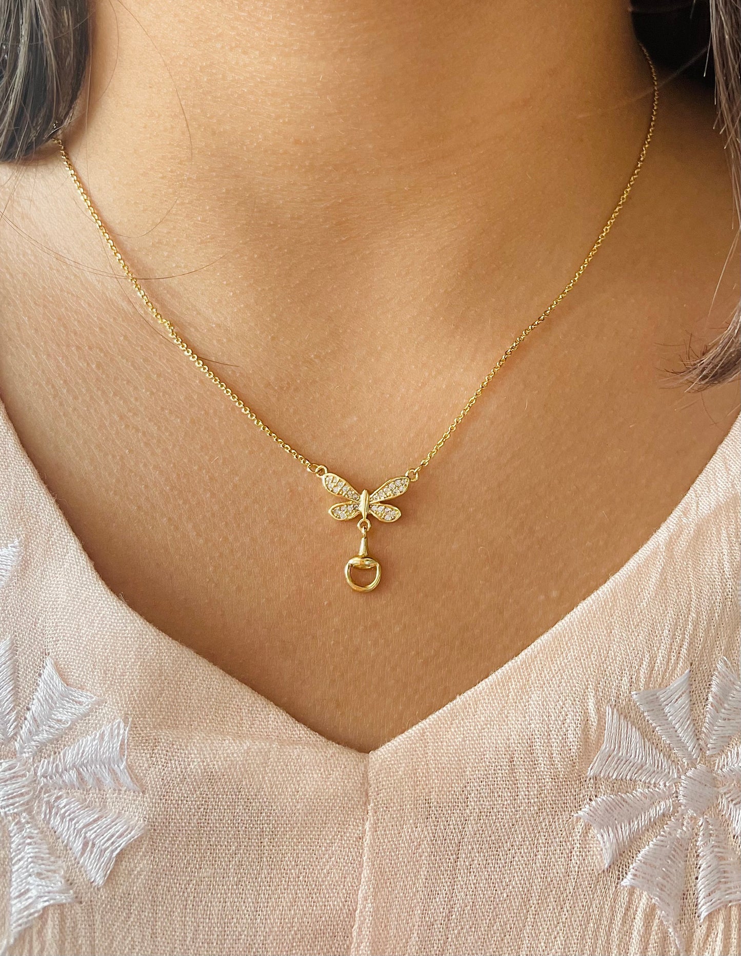 Golden Dragonfly Necklace