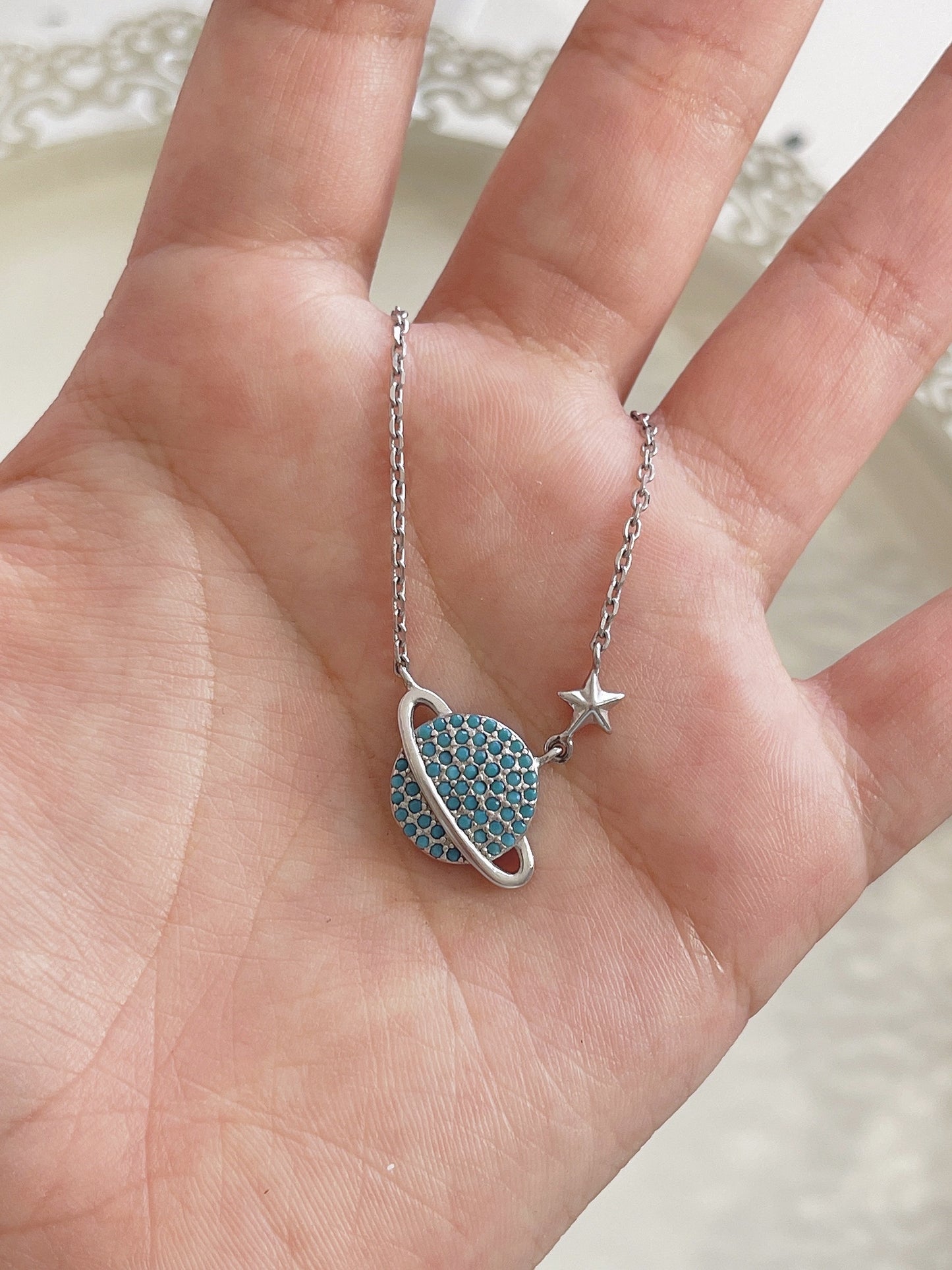 Turquoise Saturn Necklace