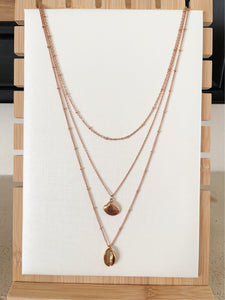Rose Gold Seashell Triple-Layer Necklace Set